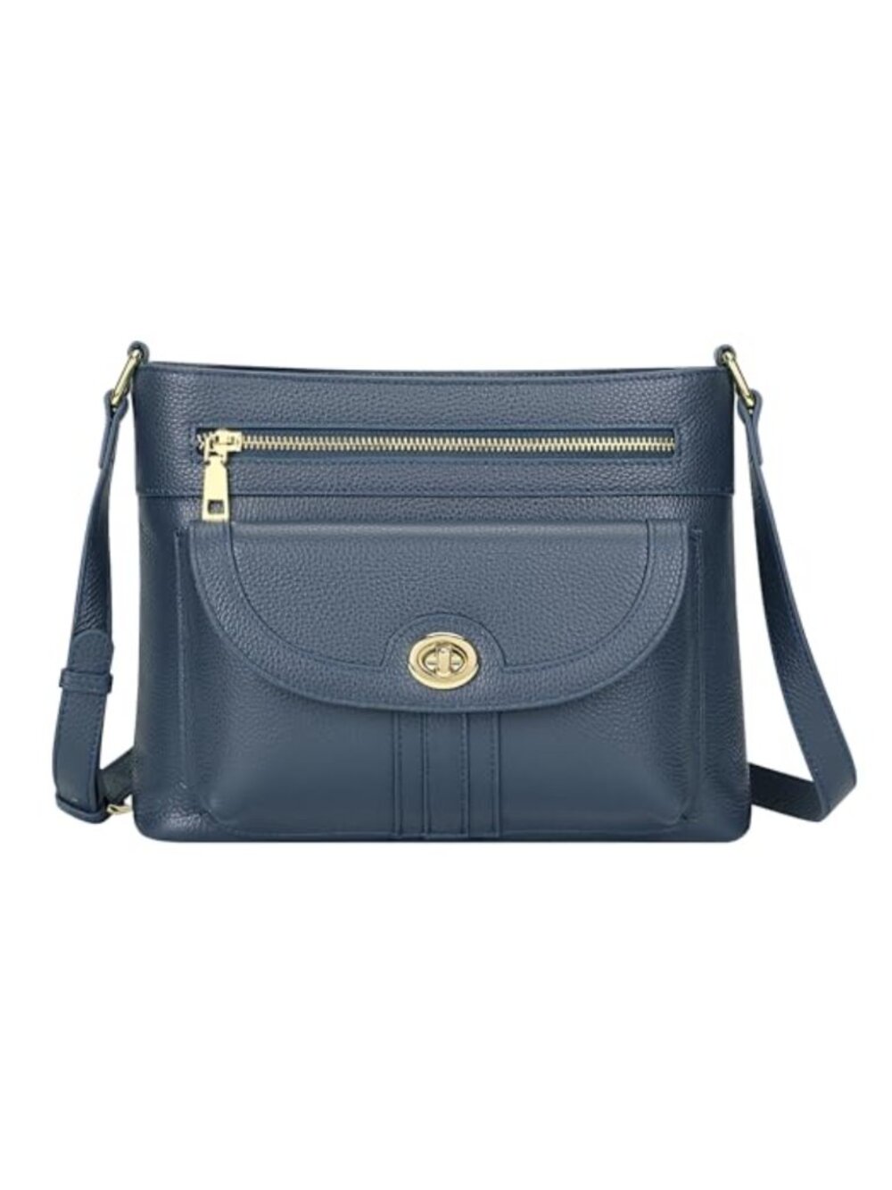 Genuine Leather Crossbody Bag Pebbled Leather Multi Pocket Messenger Purse